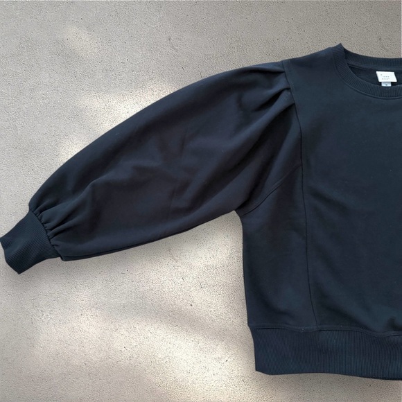 A New Day Puff Sleeve Crewneck Sweatshirt Black Size Medium - Picture 6 of 8